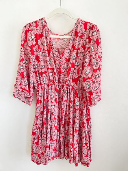 Red Floral Dress, light weight