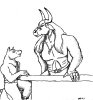 Kaz starting to stand - female minotaur