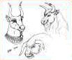 Montage of minotaur head studies - one dabbling in the Minotaurs of the World series.