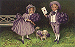 Girl, Boy, Dog, Violets