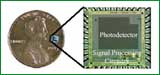 El circuito integrado microlumin�metro. Tama�o actual 2 x 2 mm.