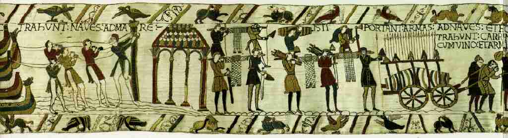 Normans loading their ships to battle at Hastings - 1066.