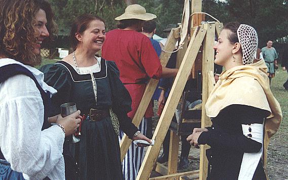 Mistress Margie of Glen More, Lady Nadia Stopke and her sister at the Laurel's Prize Tourney