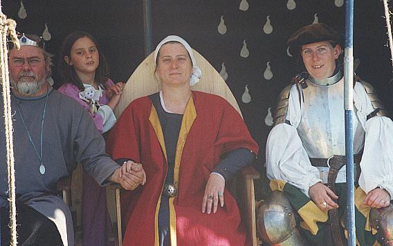 L-R Baron and Baroness Stormhold, and Queen Aindrea of the Outlands