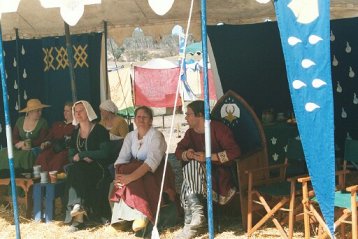 Front row L-R Queen Mowynna, Mistress Madelaine de la Maison Rouge, Master Gwynfor Lwyd