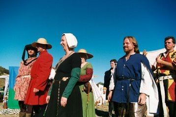 (L-R) Sir Leofric, Baron Ianto, Queen Morwynna, Sir Bain, Sir Hugh