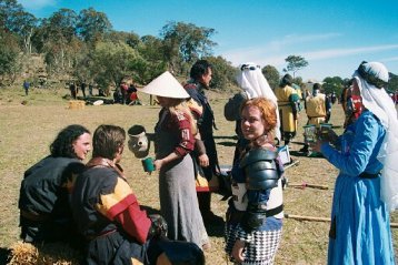 (L-R) Casper, Gib Forehyre, Countess Portia Vincenzo, Sui Zo & Karel of the Three Isles (behind), Bathany Geitskil & Aelesia de Trachdene