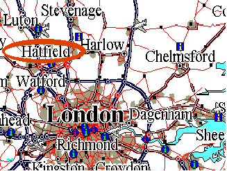 Map of Hatfield