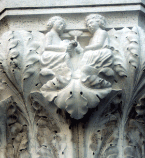 Detail of April-May, column outside Doge's palace, Venice