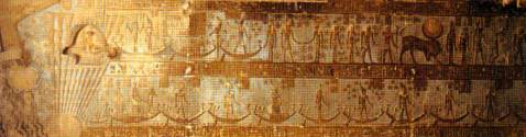 Techo de la sala hipstila de Dendera, donde podra estar representado la huida de los habitantes de la Atlntida, legendario xodo que habra culminado en el Valle de los reyes.