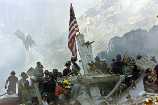 A U.S. flag is posted in the rubble of the World Trade Center September 13, 2001, 
in New York. The search for survivors and the recovery of the victims continues 
since the September 11 attack which involved four commercial airliners, the 
World Trade Center,the Pentagon, and a crash in Pennsylvania.