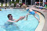 Leaping into the Poine Santo pool