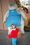 Reagan talking with the giant bear
