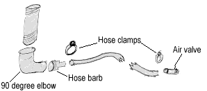Pipe + elbow + hose barb