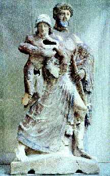"O sequestro de Ganimede" - Est�tua em terracotta do s�culo V