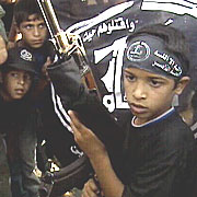 Children brandish weapons