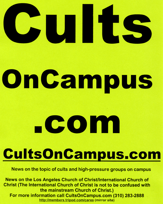 CultsOnCampus.com: Latest Flyer Original