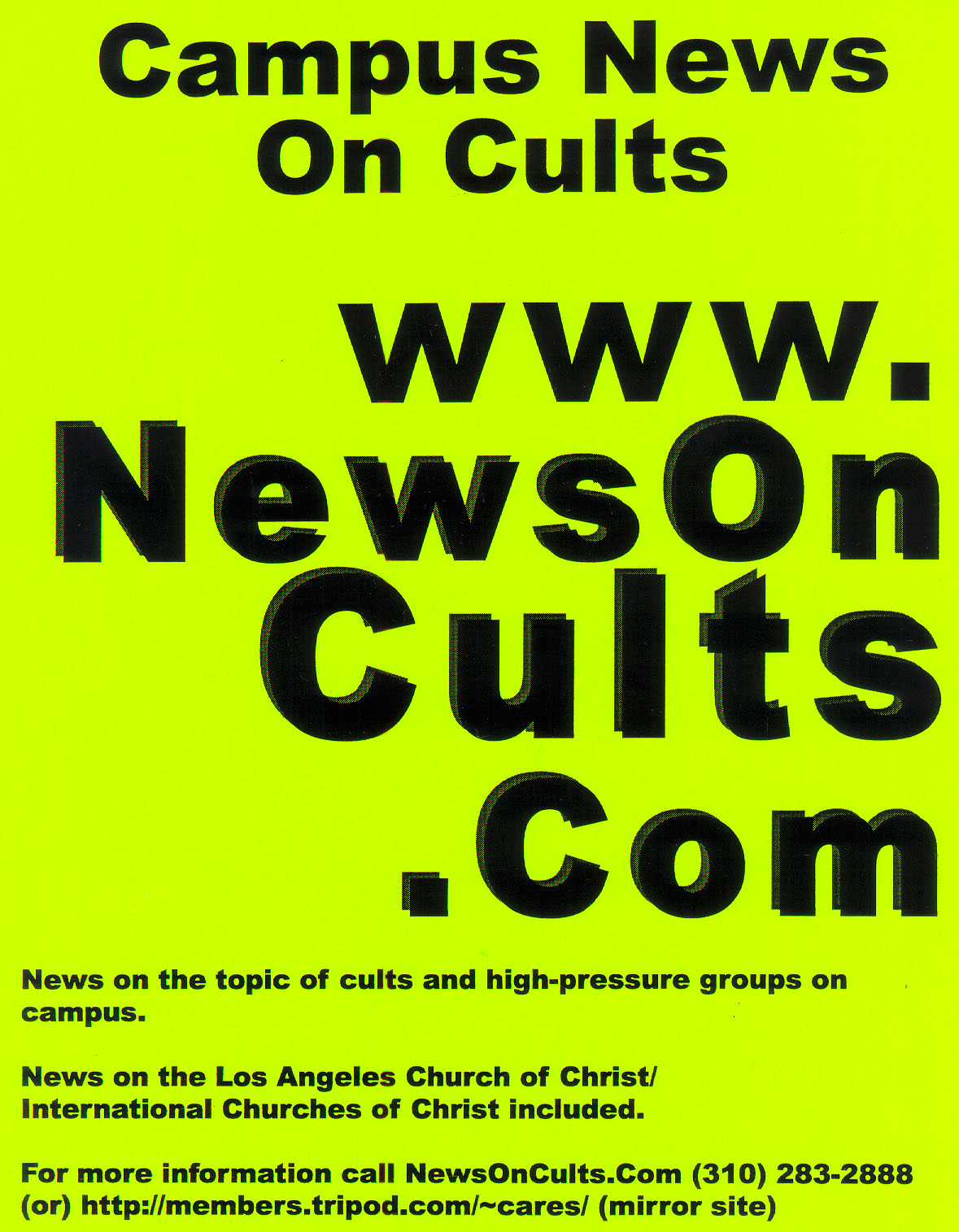 NewsOnCults.com: Latest Flyer Original