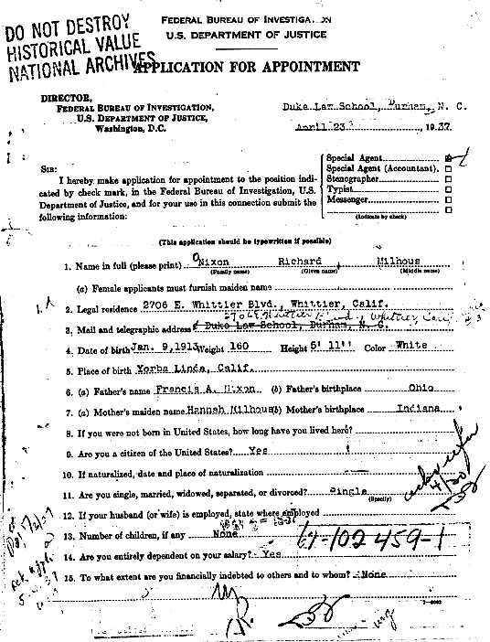 FBI Job Application (page 1)