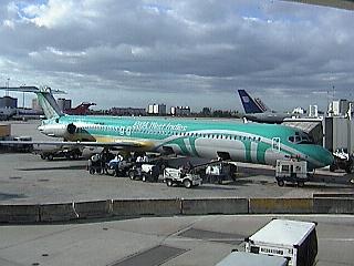 9Y-THR at gate F4 at MIA, about to take me to Trinidad