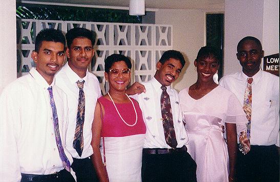 Sunil, Mayur, Mrs Cook, Christian, Karielle and Damian