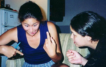 Jill and Carla during PICTIONARY
