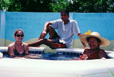 Jill, me and auntie Jacquie in their pool