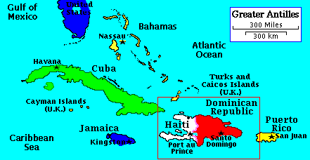 a map of the Greater Antilles
