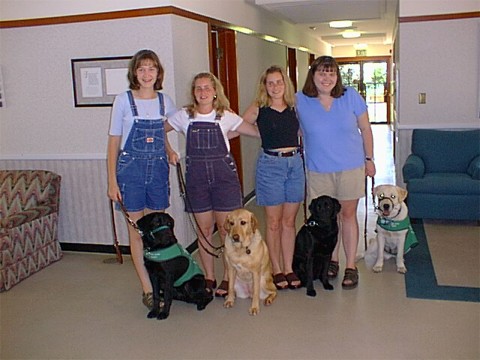 Laurel with Gustine, Stacy with Dina, Sara with Bounty and Cassie with Pele