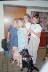 Sara, Stacy, their Girls and Bounty's puppy raisers