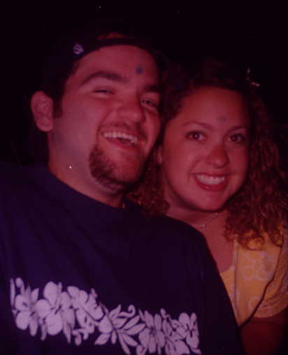 Enrique and Cosmic with Chalk Dots on Their Foreheads 7/99