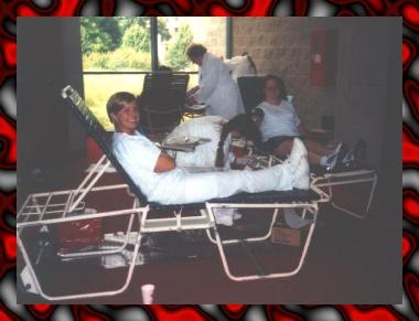 Our president giving blood