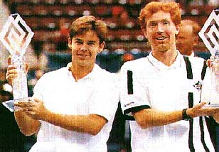 The Woodies with their 1996 World Doubles Championships trophies.