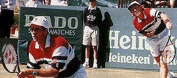 The Woodies in action at the Davis Cup