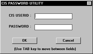 CIS Password Change Utility Window.
