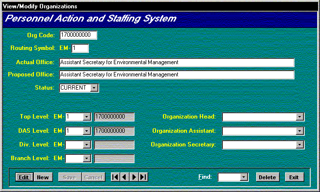 System Tables Menu