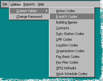 System Tables Menu