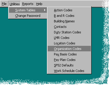 System Tables Menu