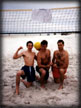 Striking the victory pose with teammates Mike and Tom in Daytona Beach