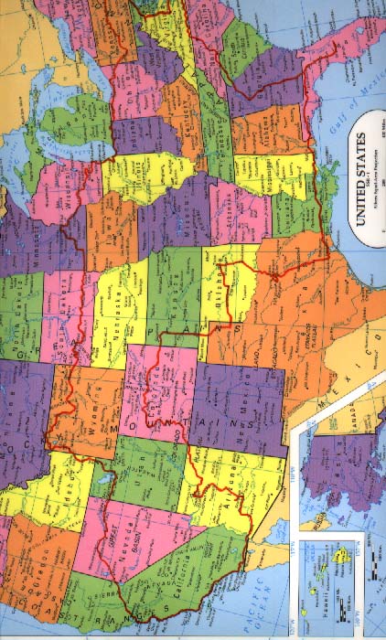 USA Map - Red Line is Traveled Path