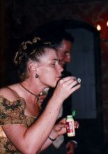 Practising blowing bubbles