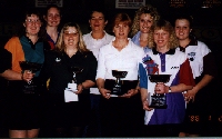 1999 ladies cup placegetters: back (l to r) Toni Brastings, Dianne Gee, Bernadette Turner, Melanie Brown, front (l to r) Liz Gray, June Reil, Carolyn Cox, Debbie Seers