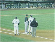 On first base