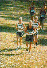Gaining ground on another runner