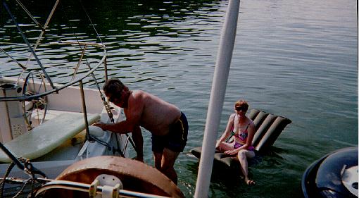  Jean and Janice relaxing 
				in Whetstone Cove