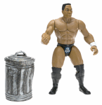 The Rock figure w/ trashcan & lid