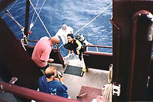 The diving platform on the Taka II