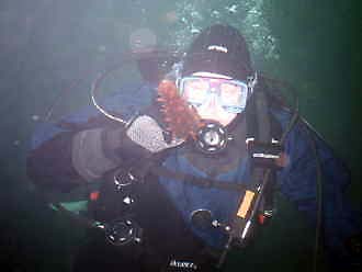 Darren playing with his "sea cucumber".