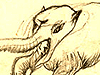 Jeevu, hybrid of an ox and an elephant. Also carnivorous.