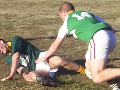 David Flannery applies pressure in the GAA Trophy final